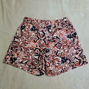 Columbia PFG Swim Trunks Hawaiian‎ Red, White & Blue w/ Fish Sz Med 6" Inseam
